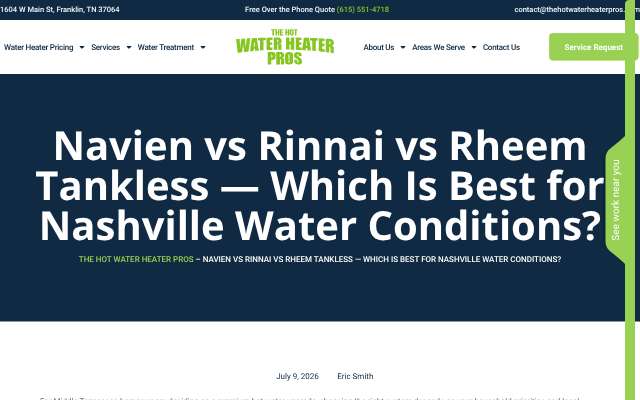 The Hot Water Heater Pros's page as the assistant saw it