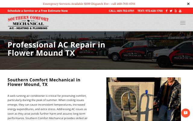 Southern Comfort Mechanical's page as the assistant saw it