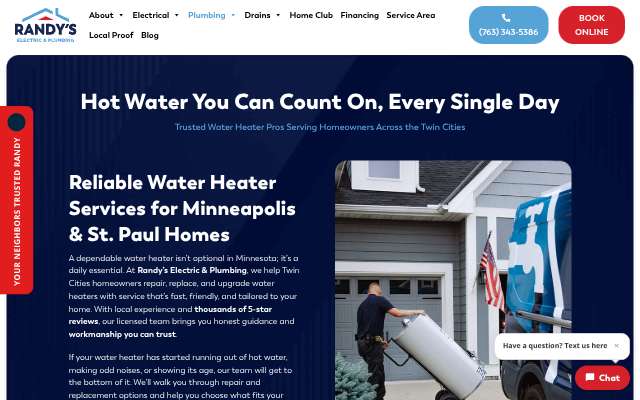 Randy's Electric & Plumbing's page as the assistant saw it