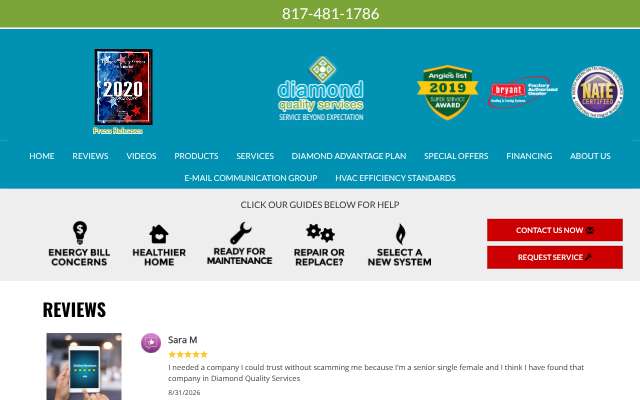 Diamond Quality Services's page as the assistant saw it