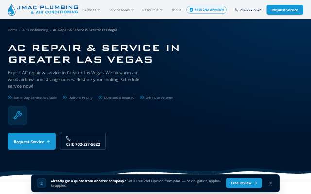JMAC Plumbing & Air Conditioning's page as the assistant saw it