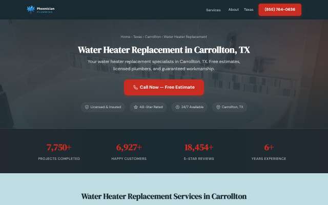 Phoenician Plumbing's page as the assistant saw it