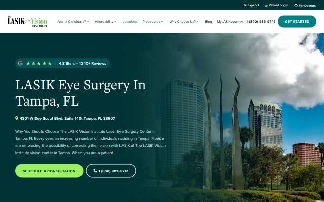 The LASIK Vision Institute, Tampa's page as the assistant saw it