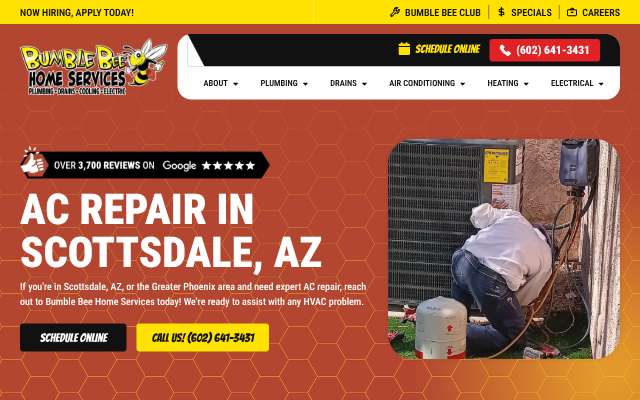 Bumble Bee Home Services's page as the assistant saw it