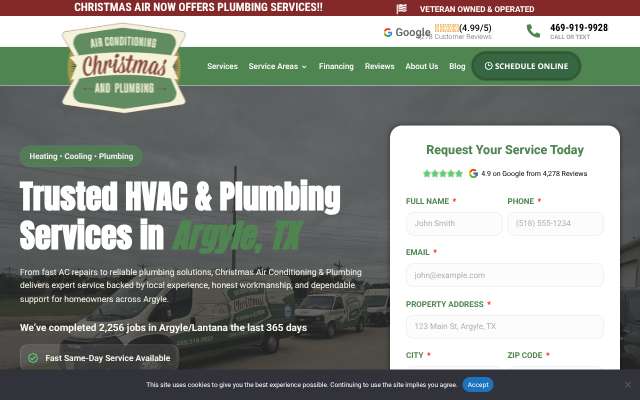 Christmas Air Conditioning & Plumbing's page as the assistant saw it
