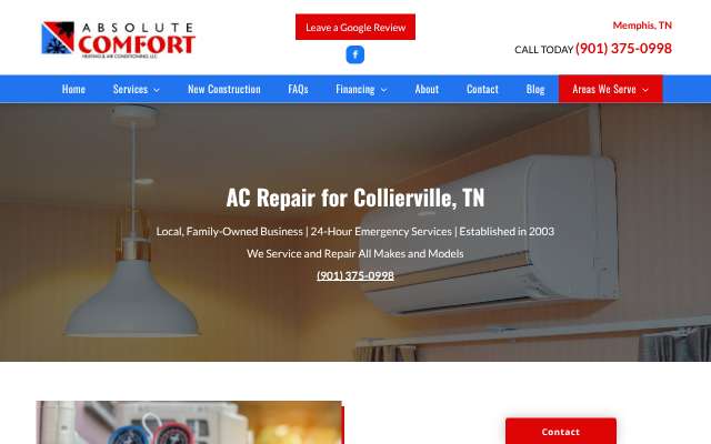 Page cited for Absolute Comfort Heating & Air Conditioning