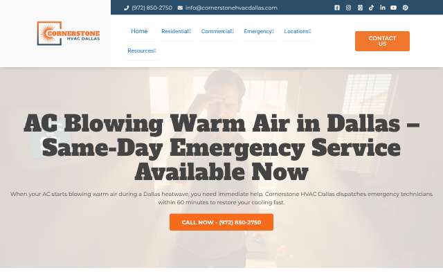 Page cited for Cornerstone HVAC Dallas
