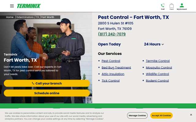 Terminix's page as the assistant saw it