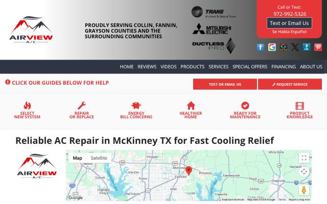 Airview AC's page as the assistant saw it