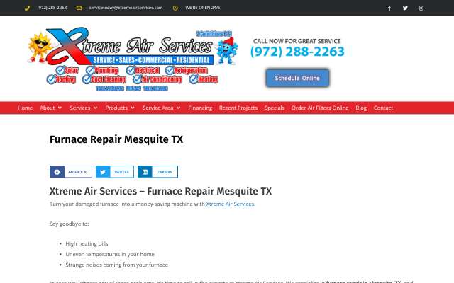 Xtreme Air Services's page as the assistant saw it