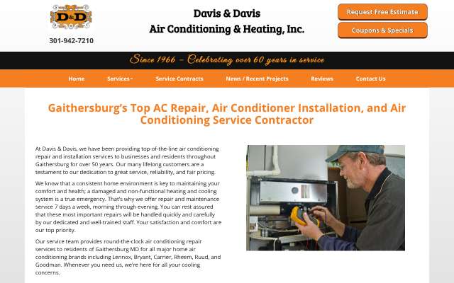 Davis & Davis Air Conditioning, Inc.'s page as the assistant saw it