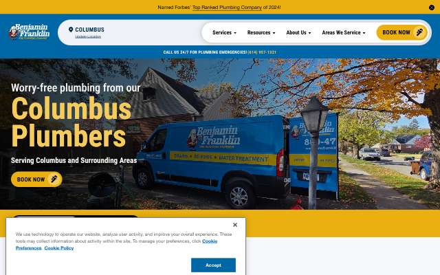 Benjamin Franklin Plumbing of Columbus's page as the assistant saw it