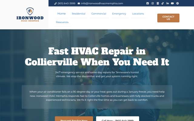 Page cited for Ironwood HVAC Memphis