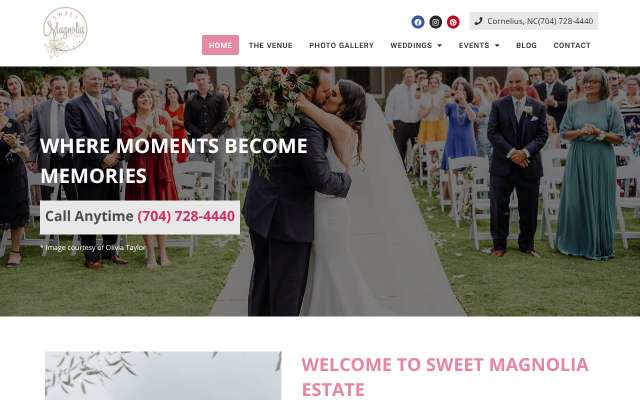 Sweet Magnolia Estate's page as the assistant saw it