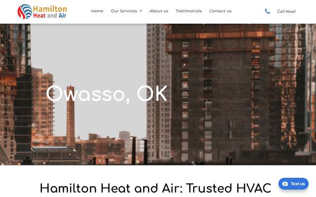 Hamilton Heat and Air's page as the assistant saw it