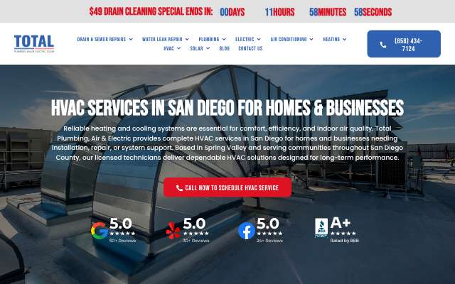 Total Plumbing, Air & Electric's page as the assistant saw it