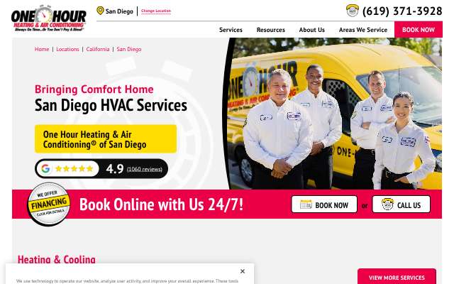 Page cited for One Hour Heating & Air Conditioning