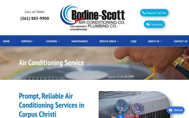 Bodine-Scott Air Conditioning & Plumbing Co.'s page as the assistant saw it