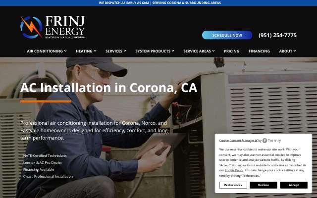Frinj Energy's page as the assistant saw it