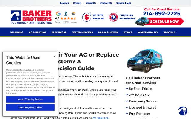Baker Brothers's page as the assistant saw it