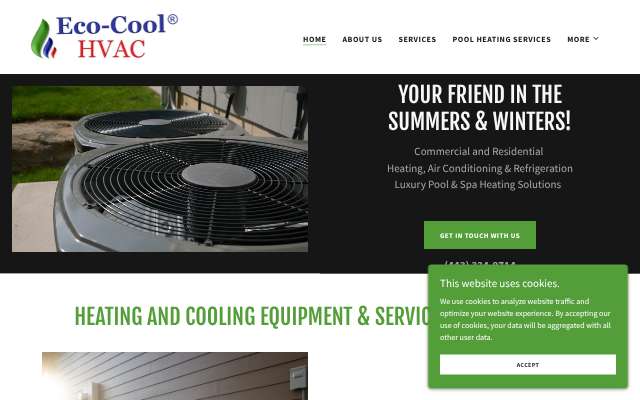Eco-Cool HVAC's page as the assistant saw it