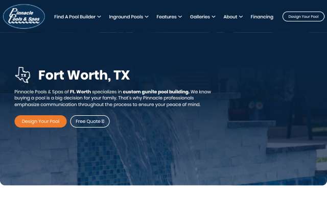 Pinnacle Pools & Spas's page as the assistant saw it