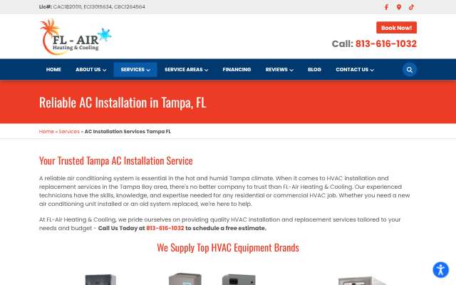 FL-Air Heating & Cooling's page as the assistant saw it
