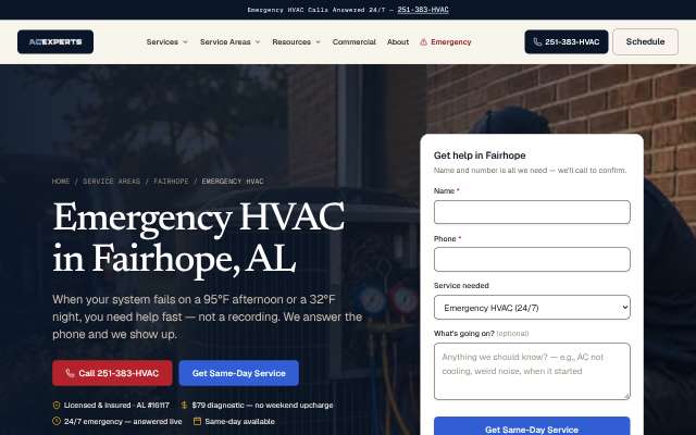 ACExperts's page as the assistant saw it