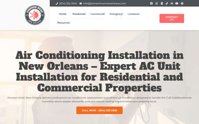 Pioneer HVAC New Orleans's page as the assistant saw it
