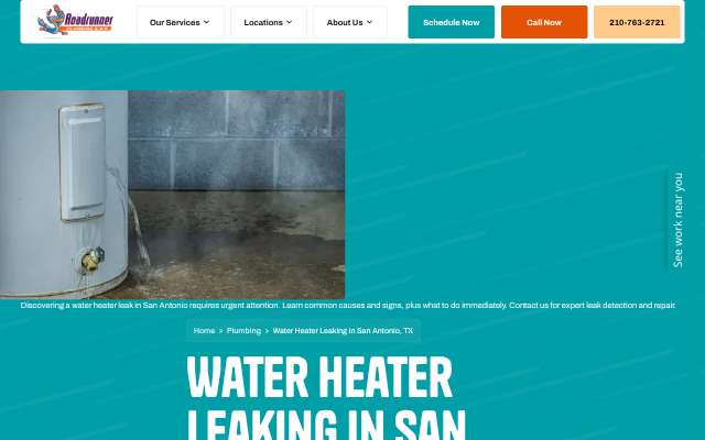 Road Runner Plumbing's page as the assistant saw it