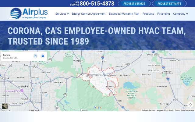 Airplus of California's page as the assistant saw it