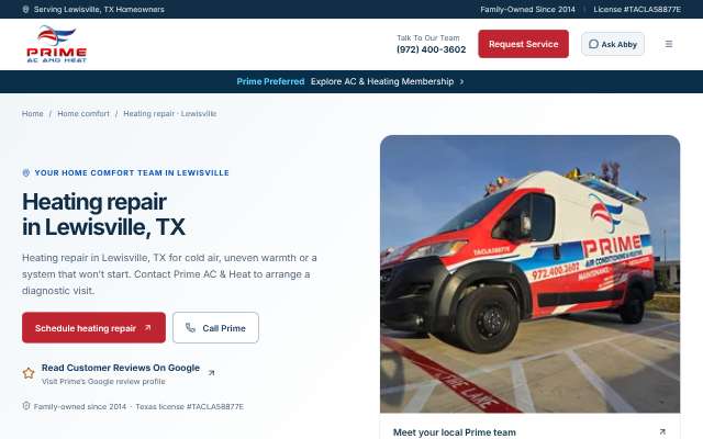 Prime AC & Heat's page as the assistant saw it