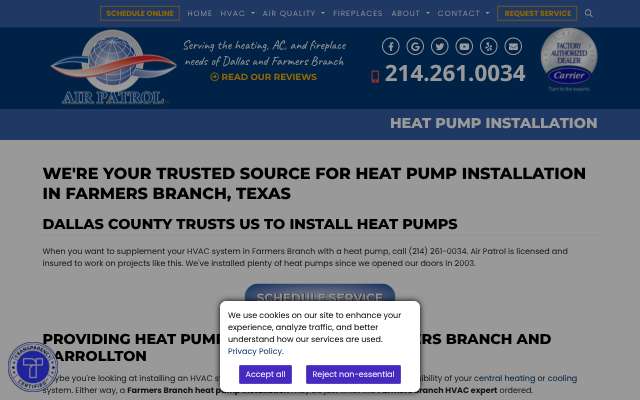Air Patrol Air Conditioning's page as the assistant saw it