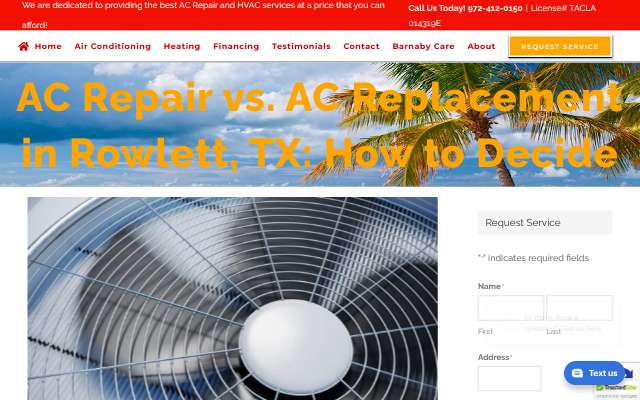 Barnaby Heating & Air's page as the assistant saw it