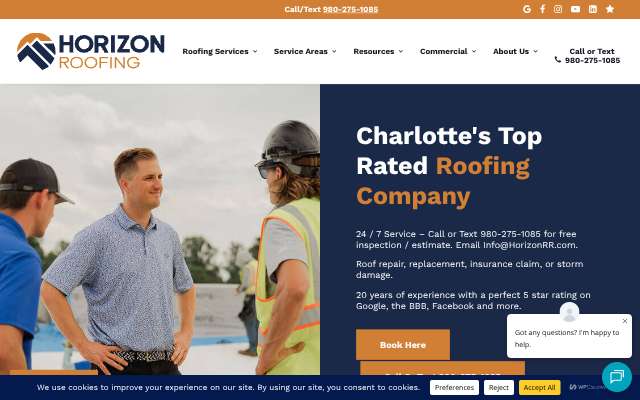 Horizon Roofing & Restoration's page as the assistant saw it