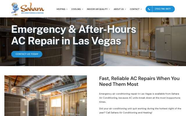Sahara Air Conditioning's page as the assistant saw it