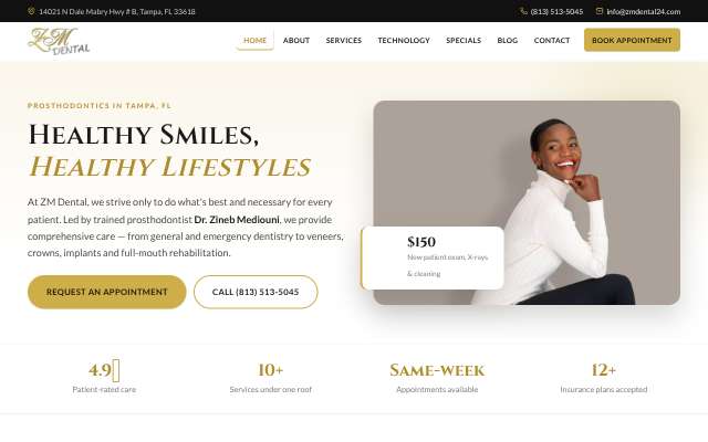 ZM Dental (Tampa)'s page as the assistant saw it
