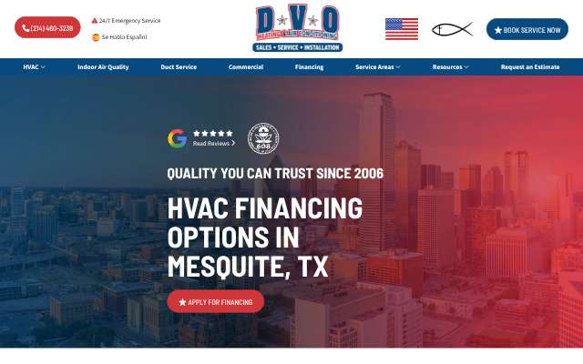 DVO Heating & Air Conditioning's page as the assistant saw it