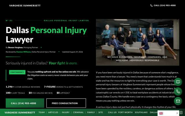 Page cited for Varghese Summersett — Personal Injury Division (Dallas)