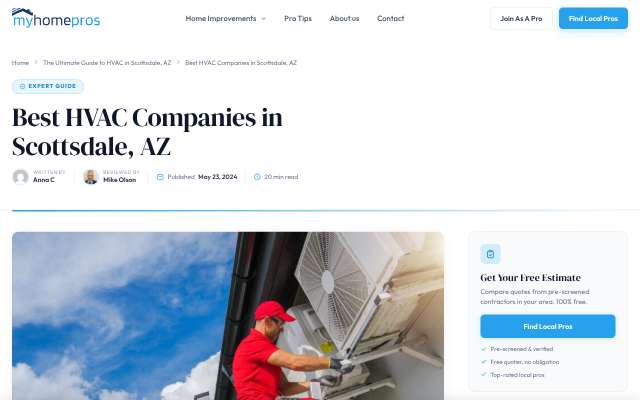 AHR Mechanical Services Inc's page as the assistant saw it