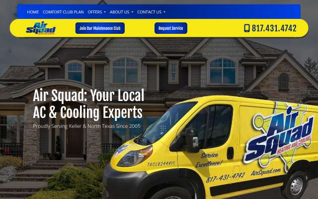 Air Squad Heating & Cooling's page as the assistant saw it