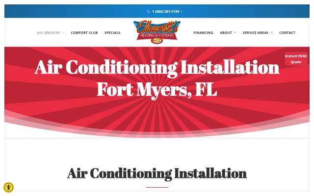 Ellsworth's Heating & Cooling's page as the assistant saw it