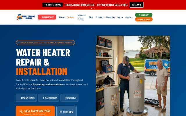 Choice Plumbing Orlando's page as the assistant saw it