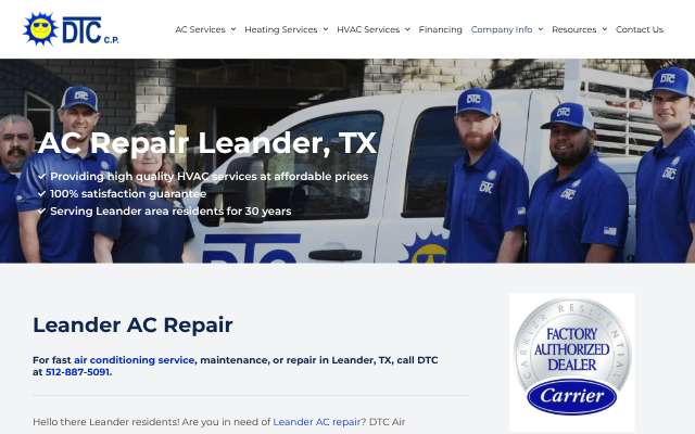 DTC Air Conditioning & Heating's page as the assistant saw it