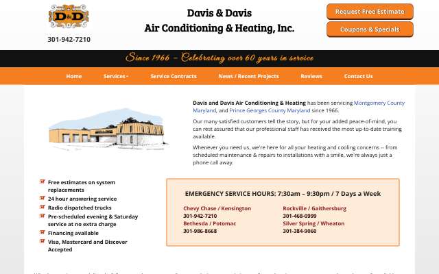 Davis & Davis Air Conditioning & Heating's page as the assistant saw it