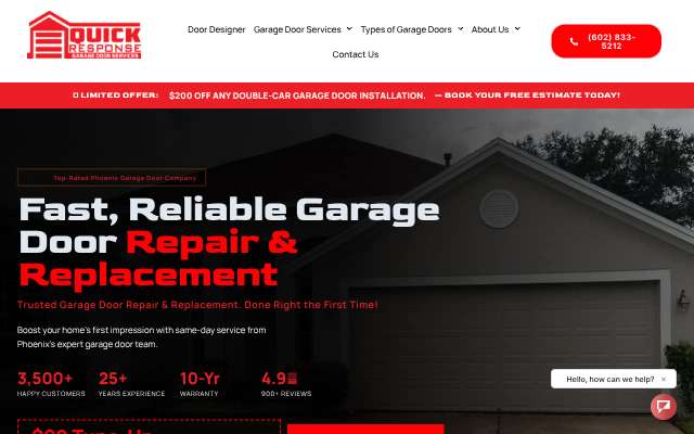 Quick Response Garage Door Service's page as the assistant saw it