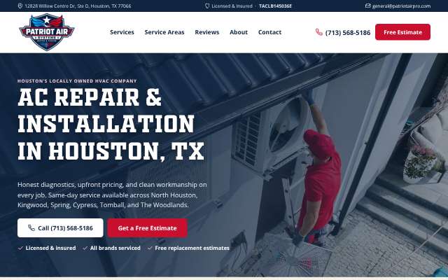 Patriot Air Systems's page as the assistant saw it