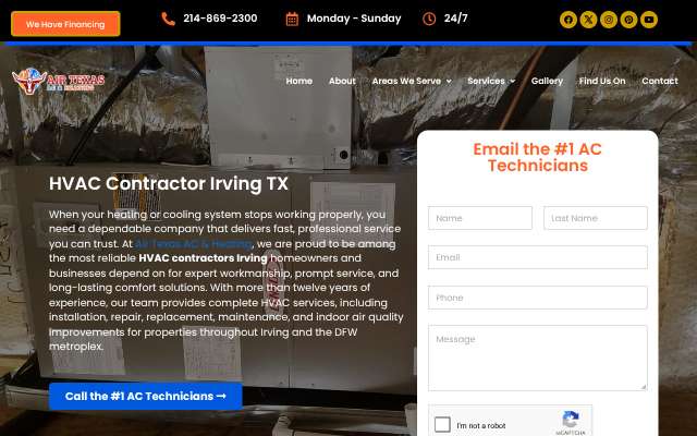 Air Texas A/C & Heating's page as the assistant saw it