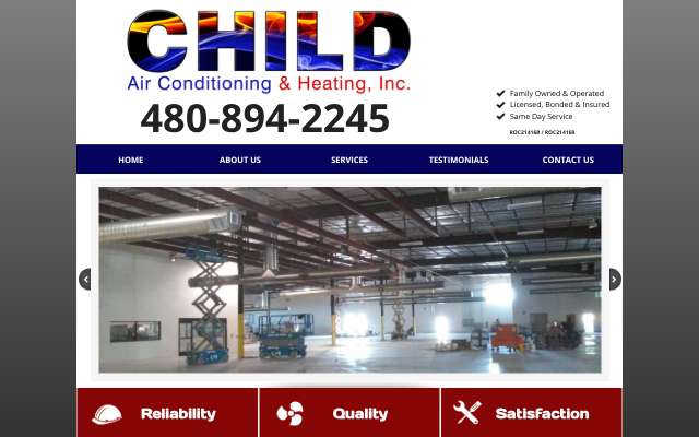 Child Air Conditioning & Heating's page as the assistant saw it