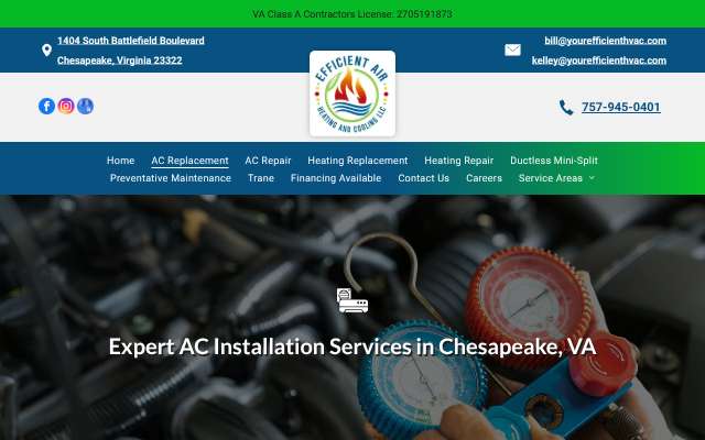Efficient Air Heating and Cooling's page as the assistant saw it